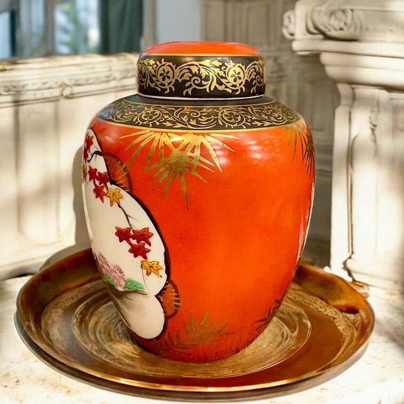 Vintage Japanese Kutani Porcelain Lidded Ginger Jar Tea Caddy - Picture 7 of 10